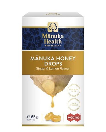 Manuka honung halstabletter (drops) MGO 400+ (65g) (ingefära och citron)  